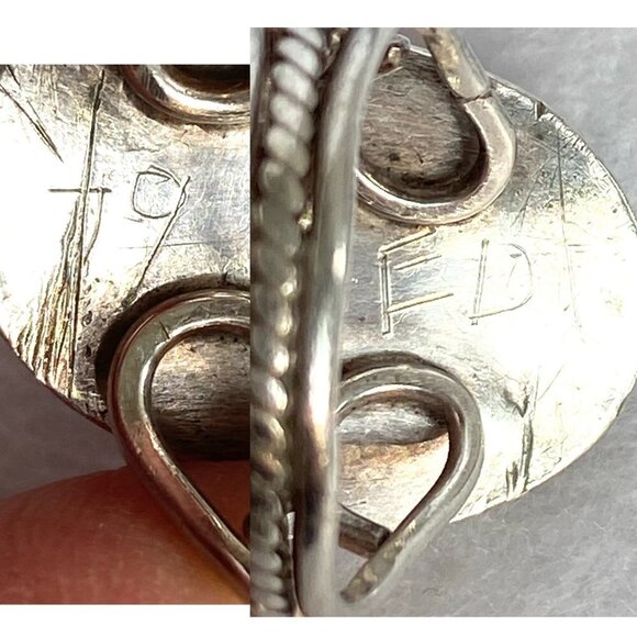 VTG Sterling Silver 925 Signed ED Oval Polychrome Jasper Split Shank Ring Sz 8 - Picture 8 of 16